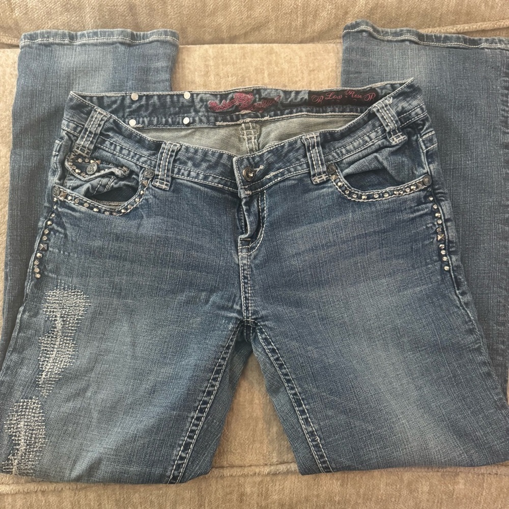 Rock & Roll Cowgirl Studded Denim Boot Cut Jeans​